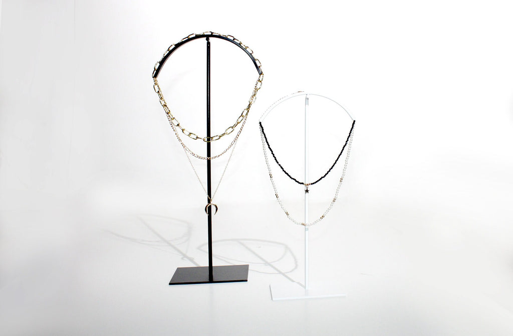 Curved Metal Necklace Display Stand: Jewelry Holder