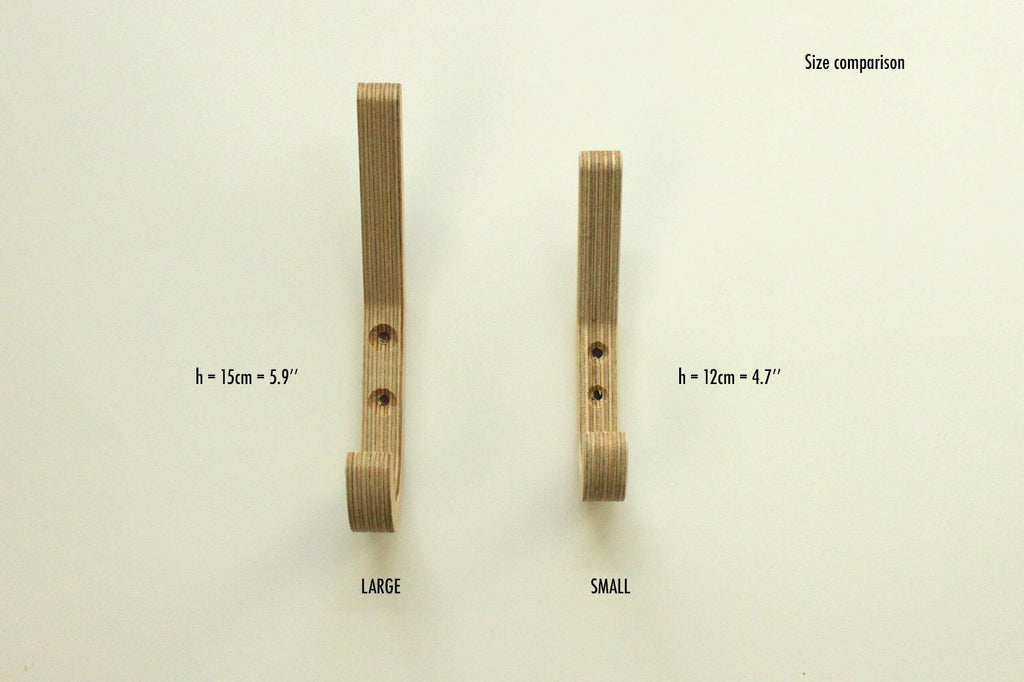 Set of 5 Small Birch Plywood Hooks: Natural Sauna or Nursery Hangers
