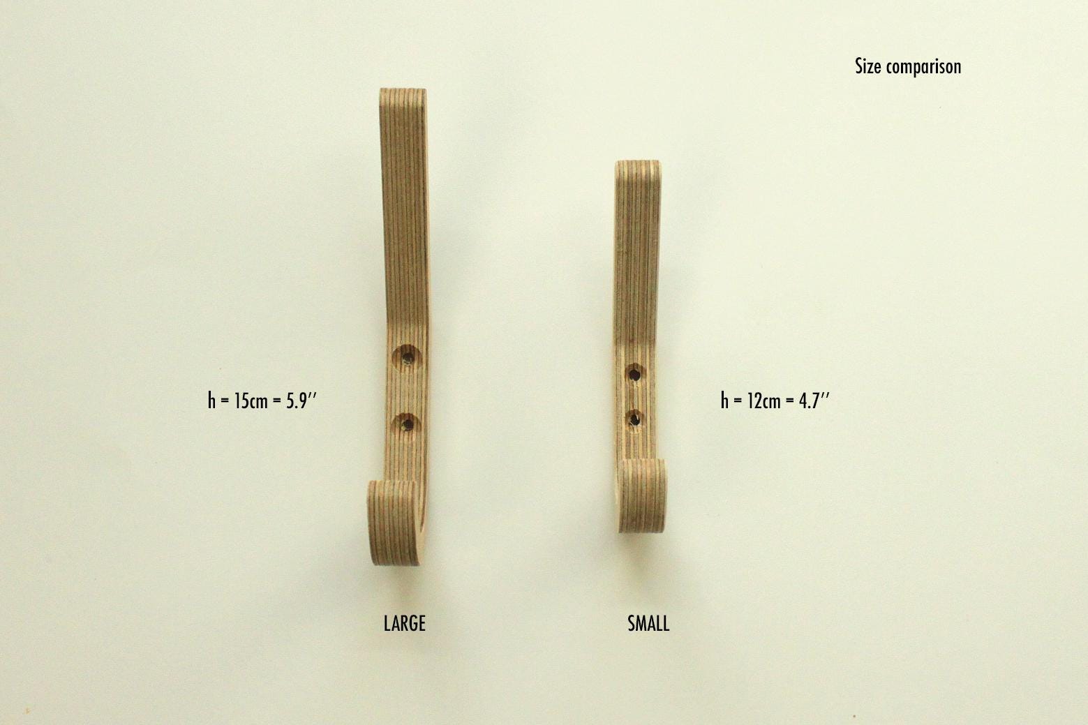 Set of 5 Small Birch Plywood Hooks: Natural Sauna or Nursery Hangers