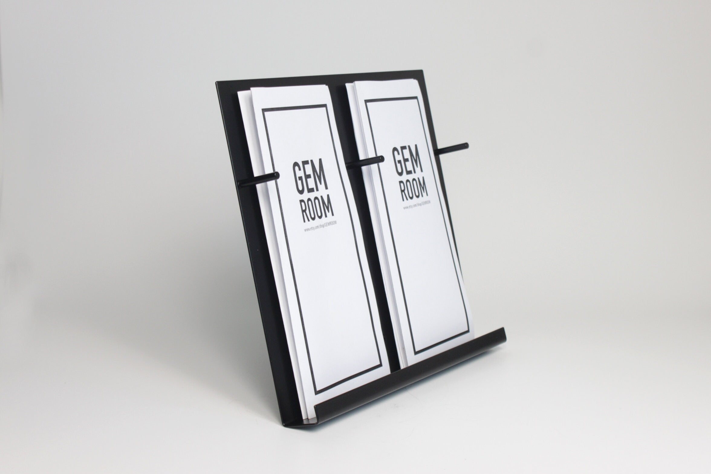 Minimalist Double Brochure Holder: Steel Pamphlet Display
