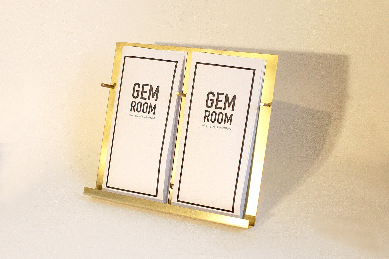 NEW Modern Brass Brochure Pamphlet Holder- minimalist brass metal Information stand, Brochures postcard display