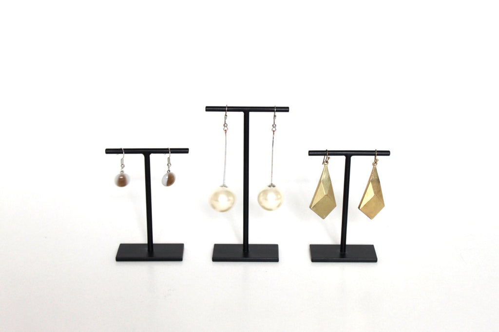 Long earring hanging display stand welded and black colored - jewellery accessories holder