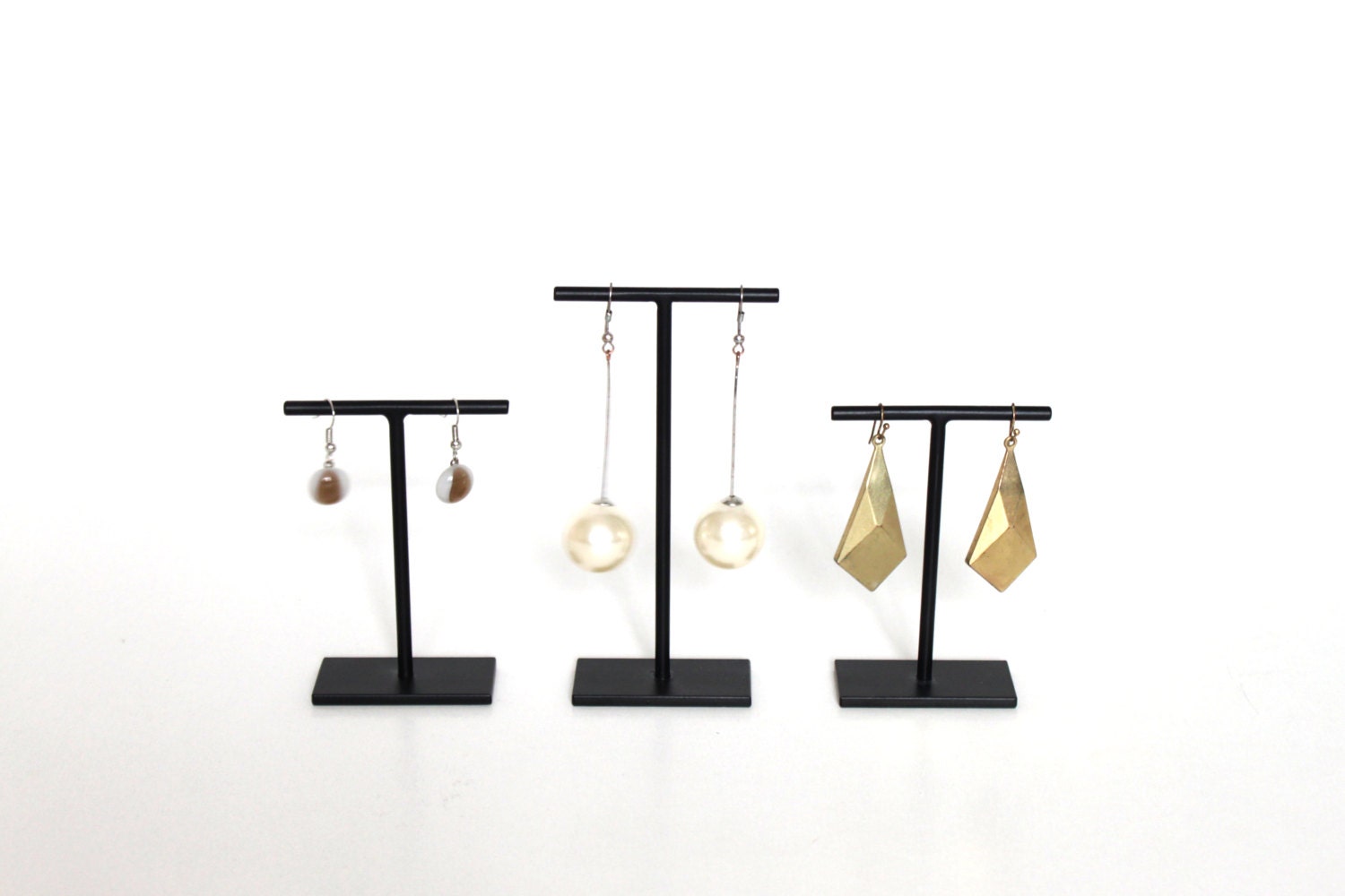 Long earring hanging display stand welded and black colored - jewellery accessories holder