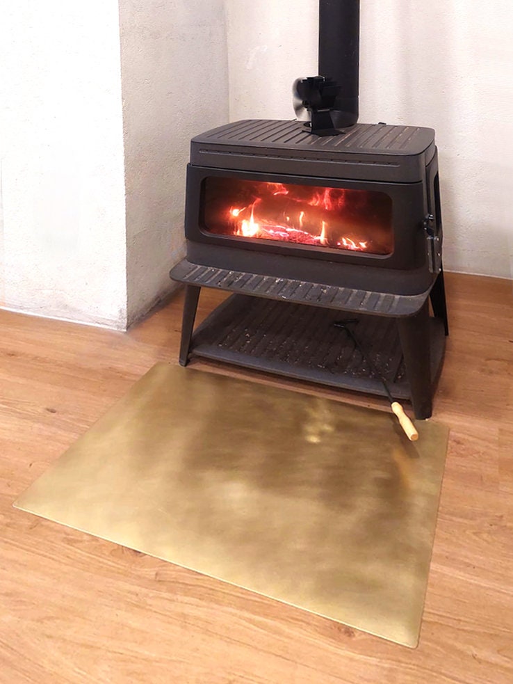 Custom Brass Floor Plate: Fireplace & Stove Spark Protection