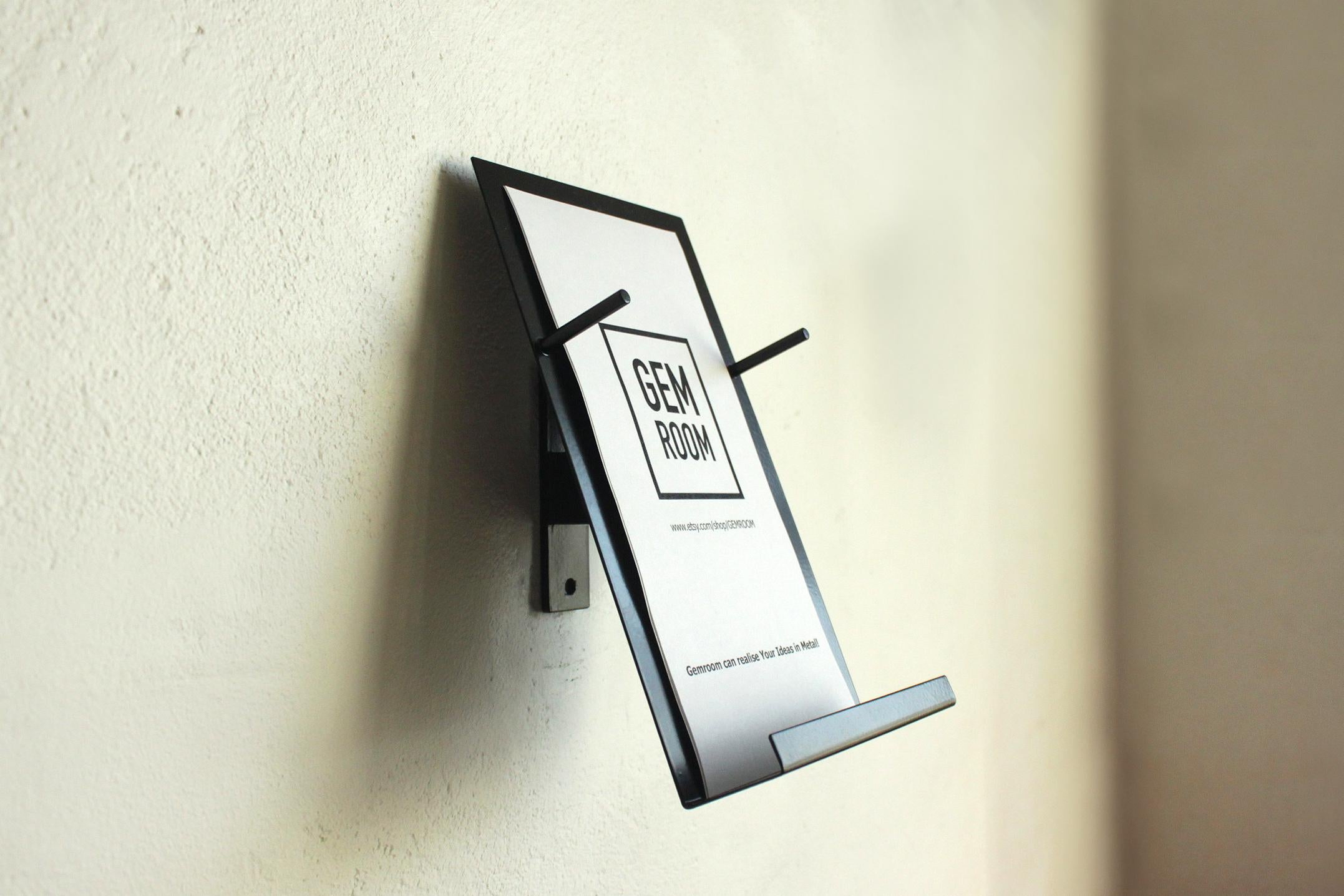Minimalist Wall Brochure Holder: Metal Pamphlet Display Stand