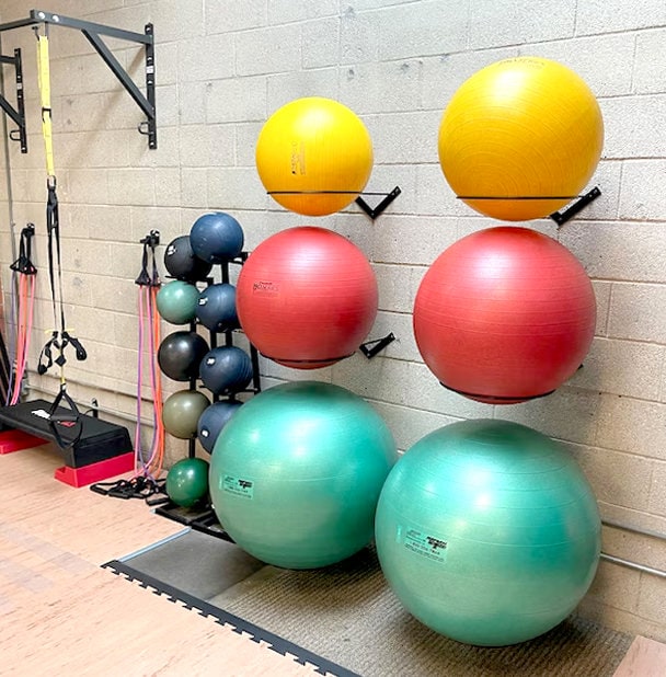 Wall Mount Yoga Ball Holder: Powder Coated Steel Exercise Ball Rack