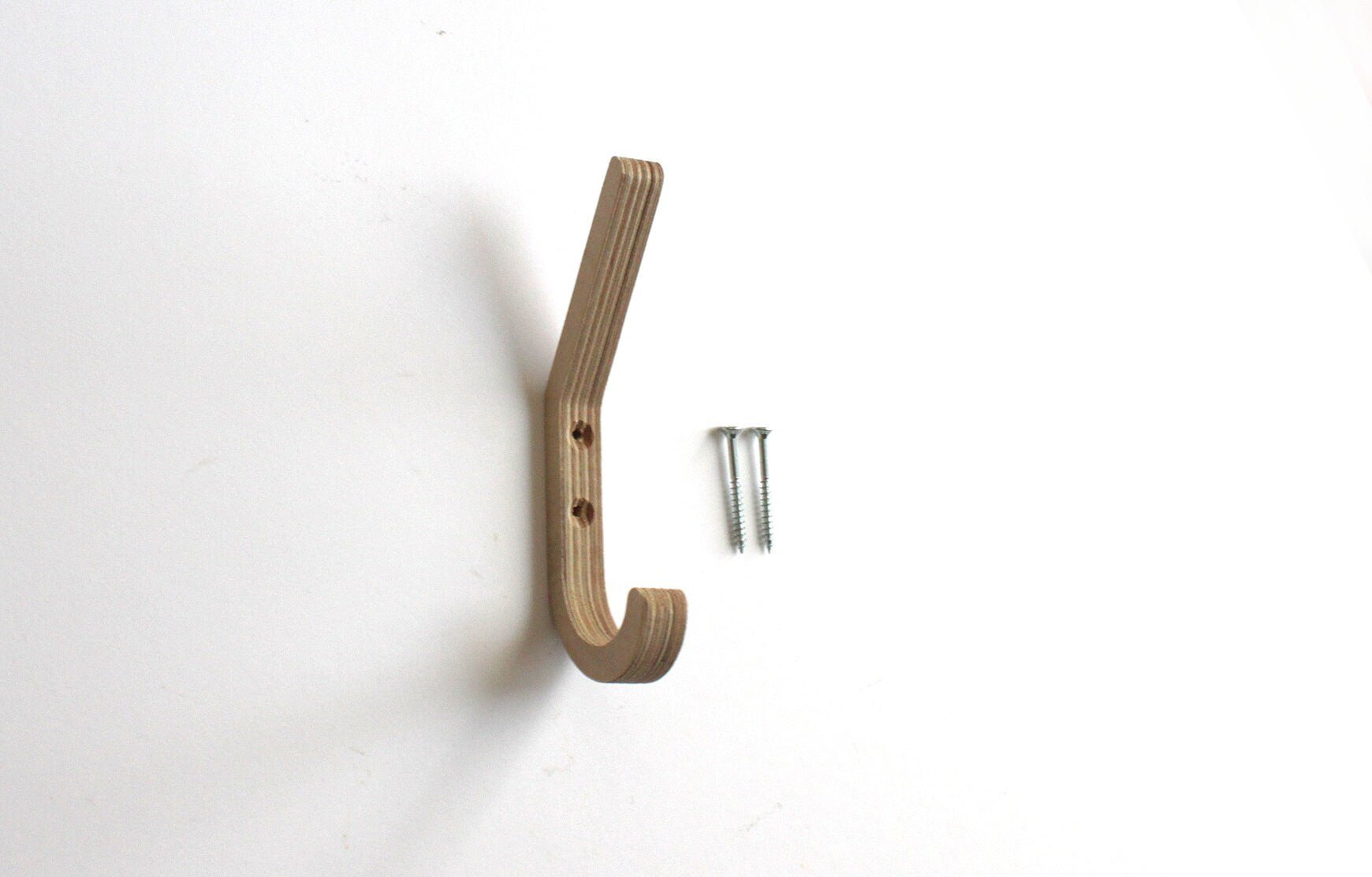 Set of 5 Small Birch Plywood Hooks: Natural Sauna or Nursery Hangers