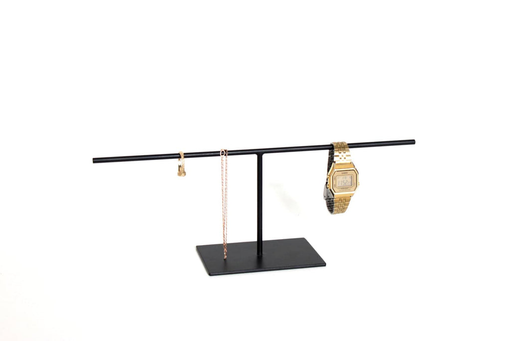 Black Steel Jewelry Stand: Bracelet, Watch, and Ring Holder