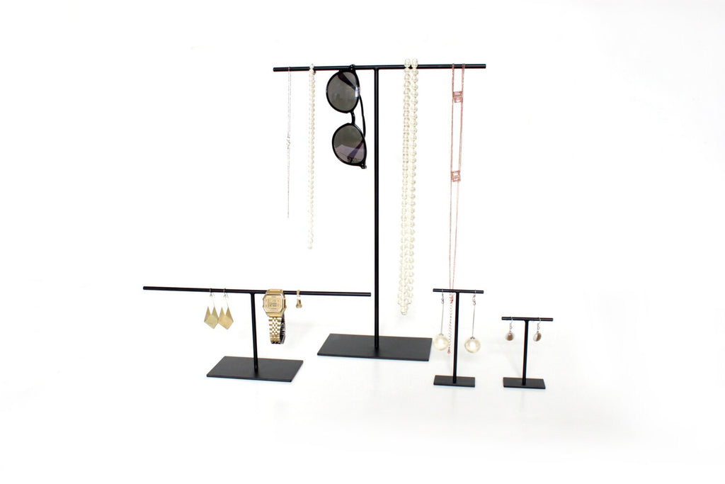 Black Steel Jewelry Stand: Necklace Display Holder