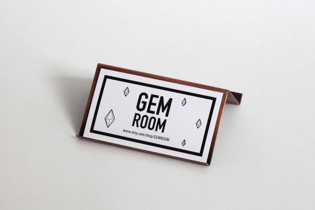 Oxidized Copper Desk Business Card Holder
