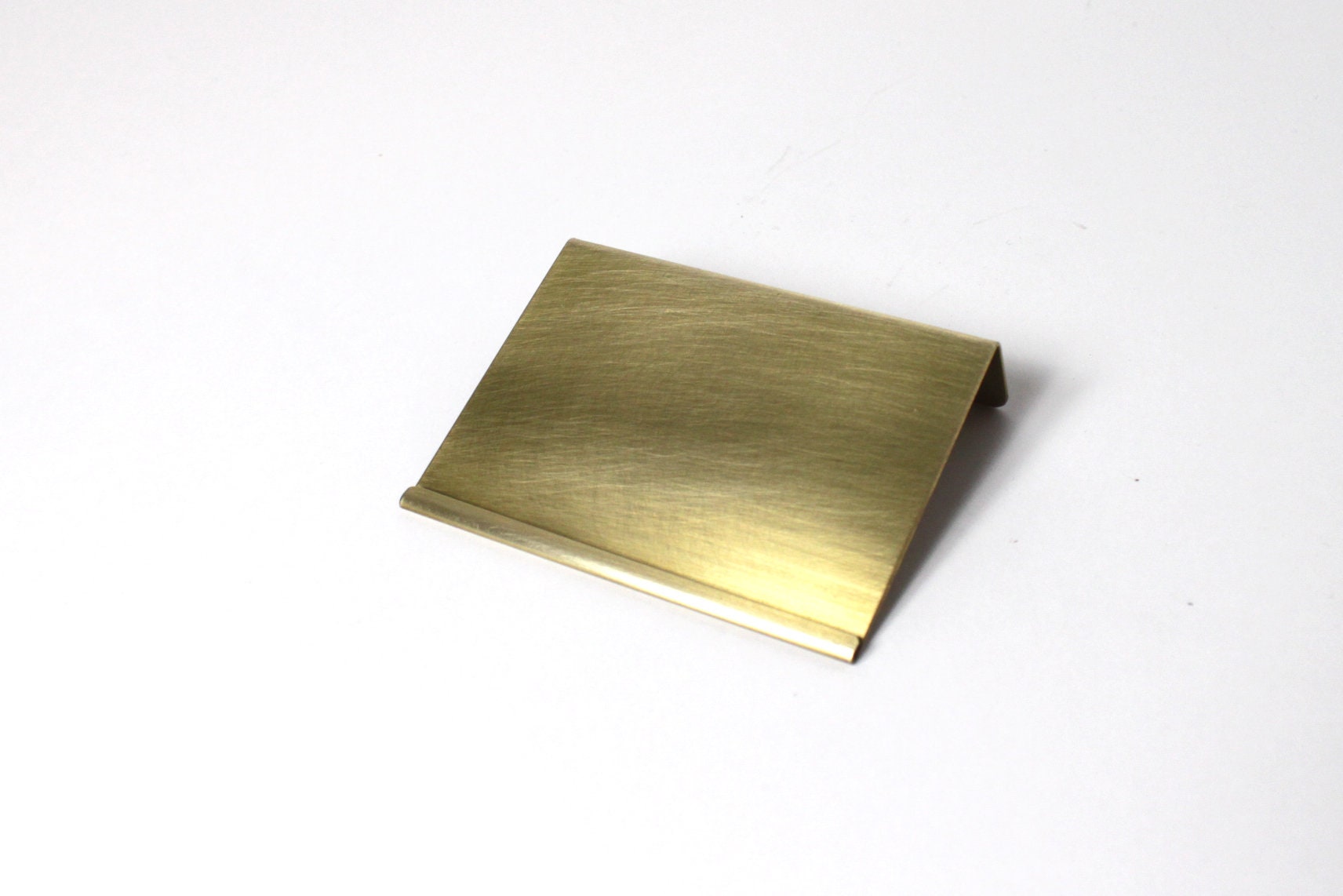 Modern Brass Price Tag Holder: Patina Finish Display