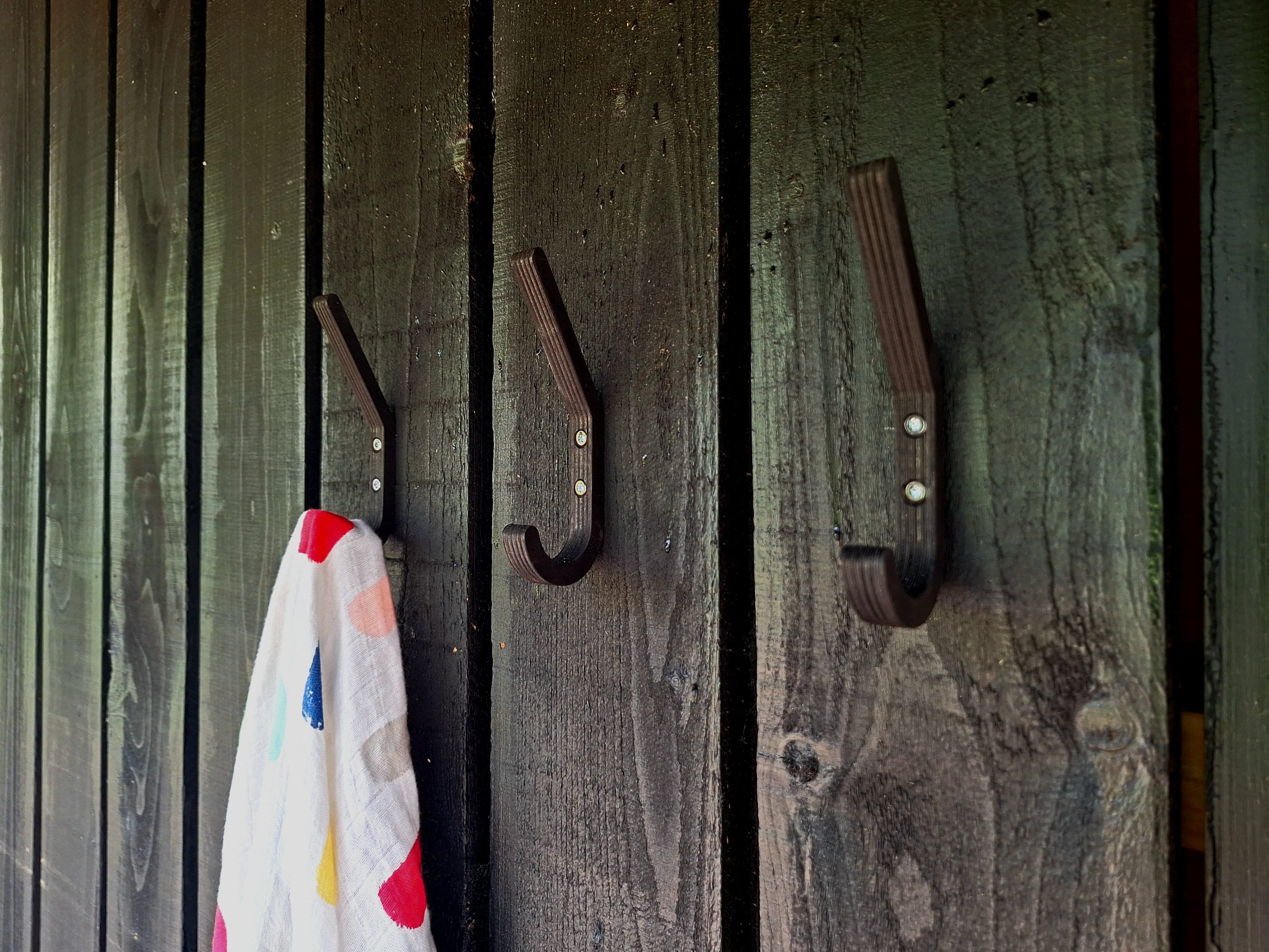 Set of 5 Small Birch Plywood Hooks: Natural Sauna or Nursery Hangers