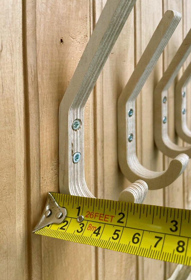 Set of 5 Small Birch Plywood Hooks: Natural Sauna or Nursery Hangers