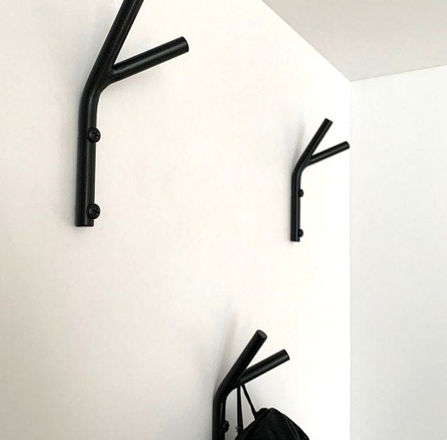 Small Metal Twig Hook: Steel Coat & Accessory Holder