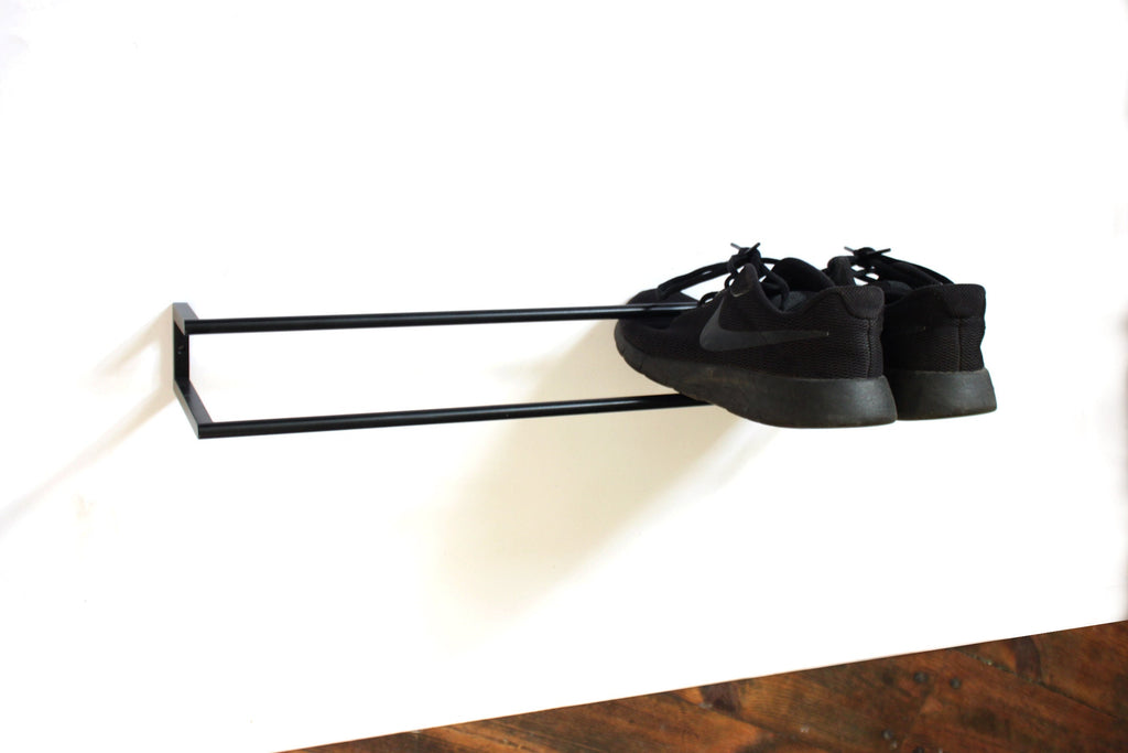 Wall Mounted Metal Shoe Rack: Industrial Entryway Organizer
