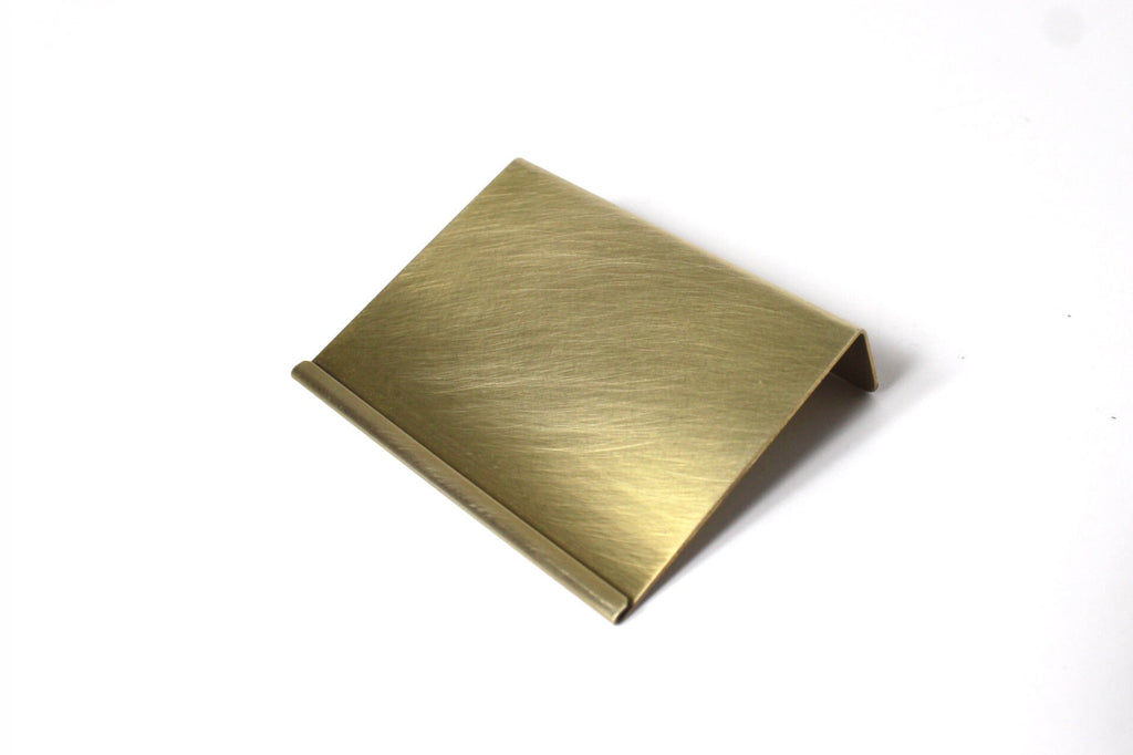 Modern Brass Price Tag Holder: Patina Finish Display