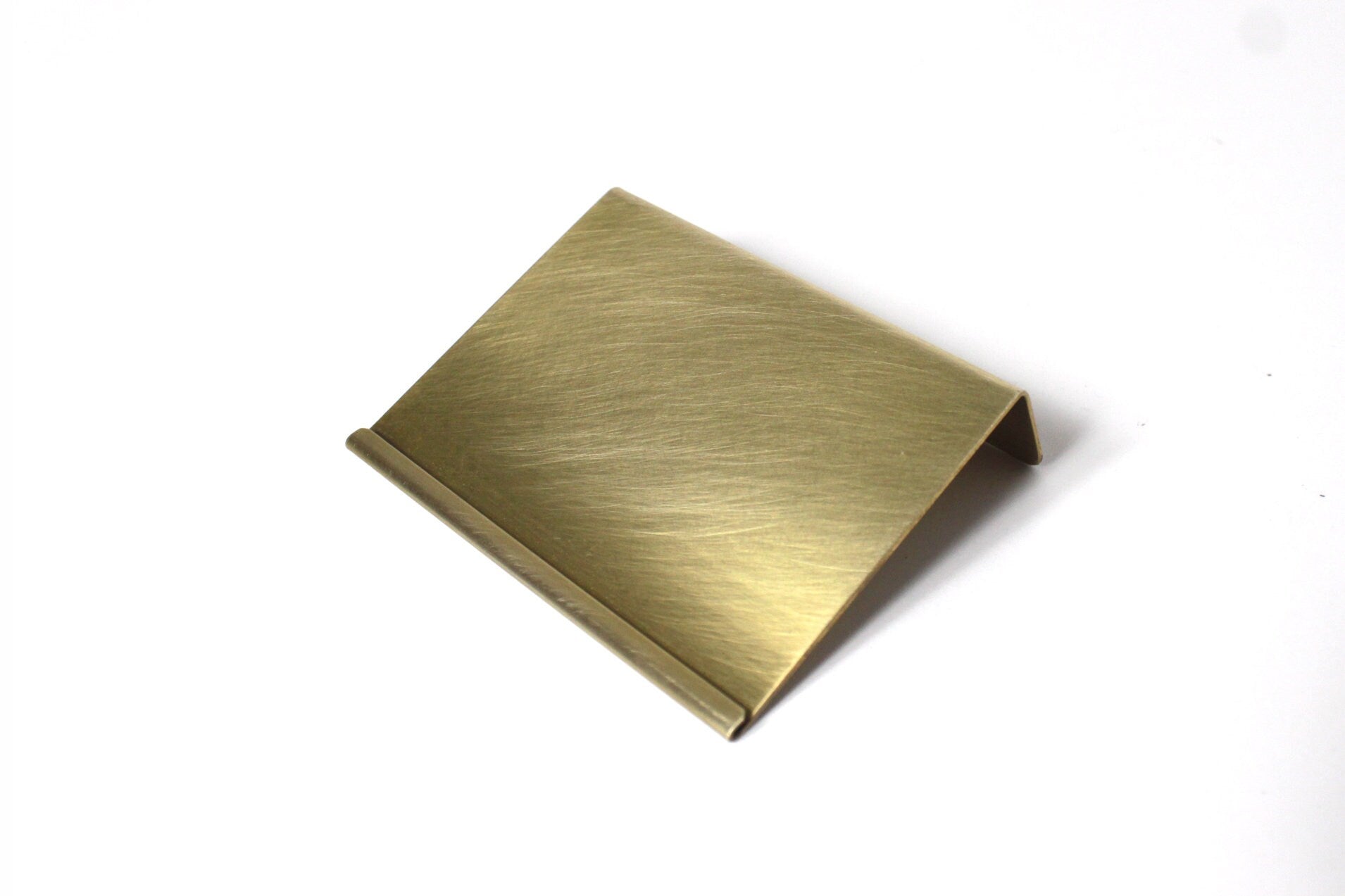 Modern Brass Price Tag Holder: Patina Finish Display