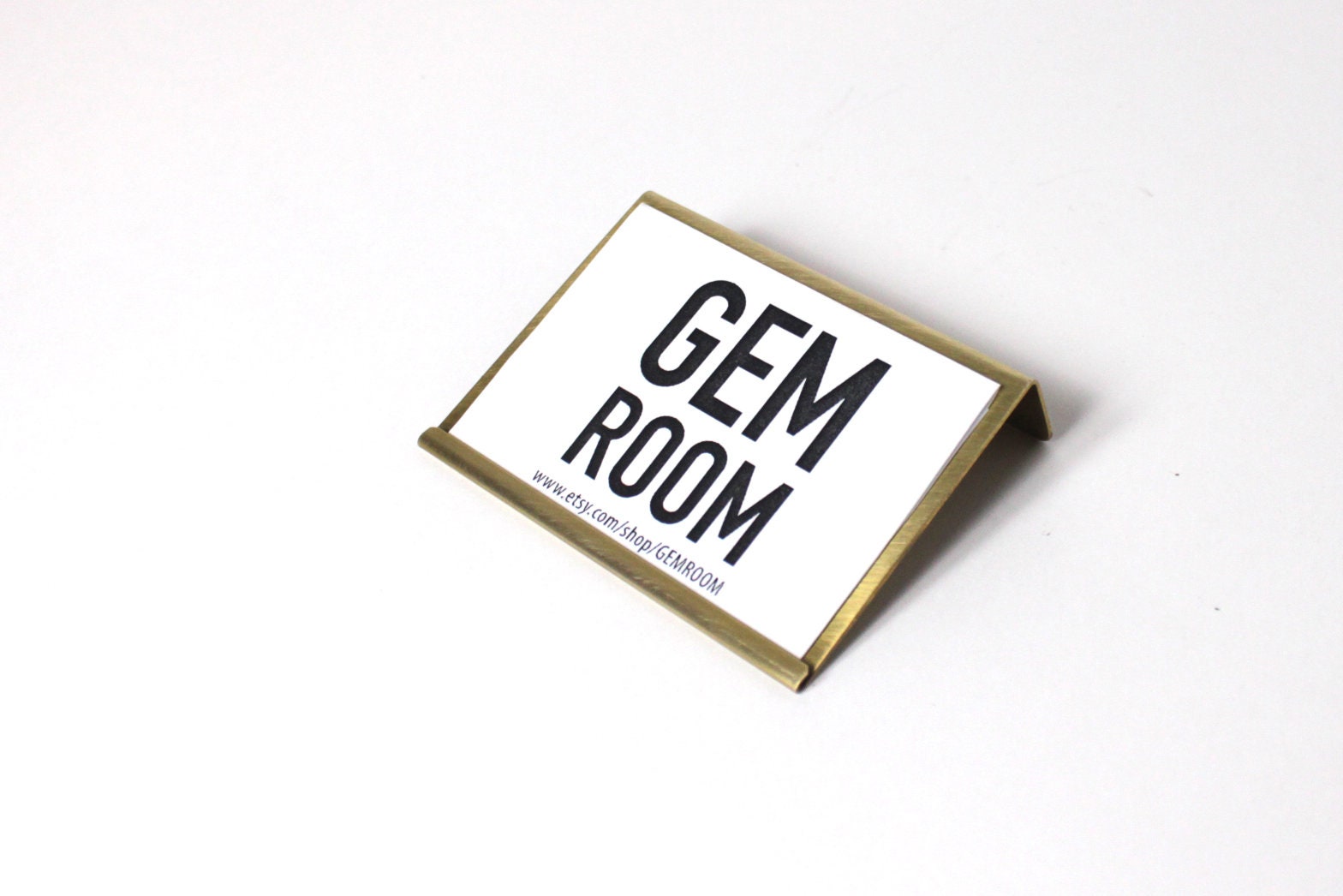 Modern Brass Price Tag Holder: Patina Finish Display