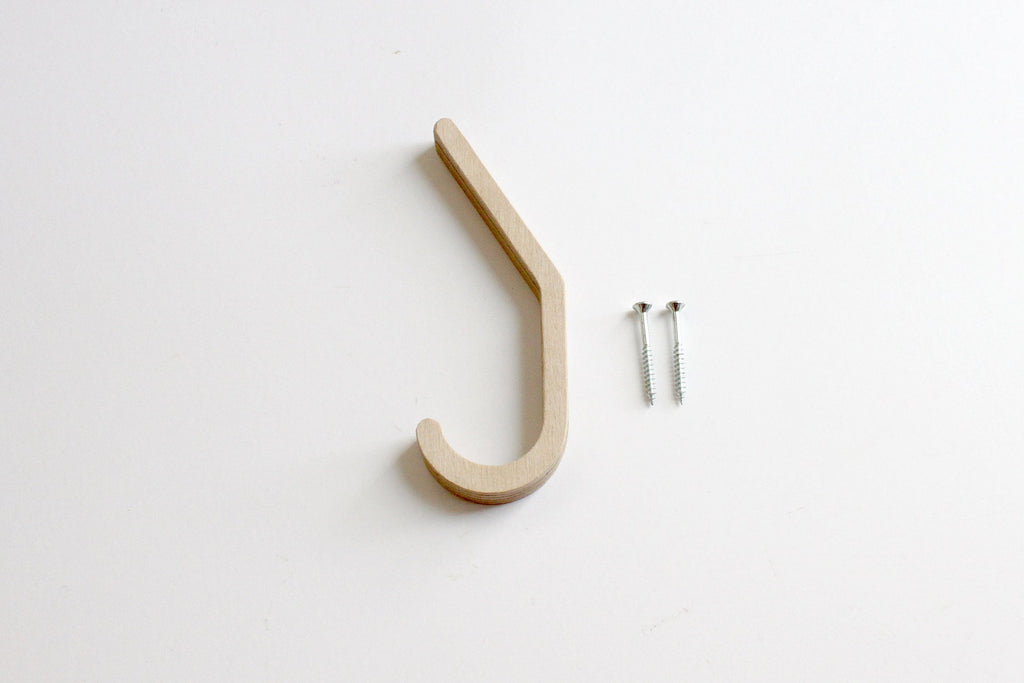 Set of 5 Small Birch Plywood Hooks: Natural Sauna or Nursery Hangers