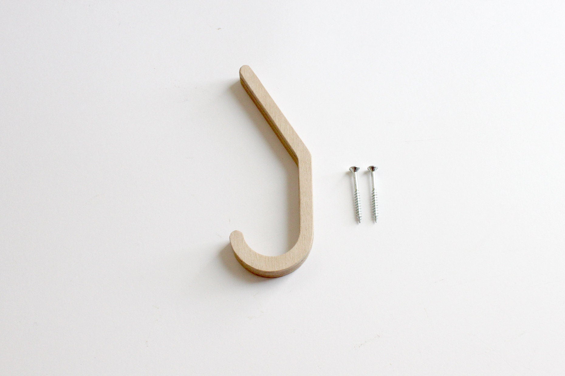 Set of 5 Small Birch Plywood Hooks: Natural Sauna or Nursery Hangers