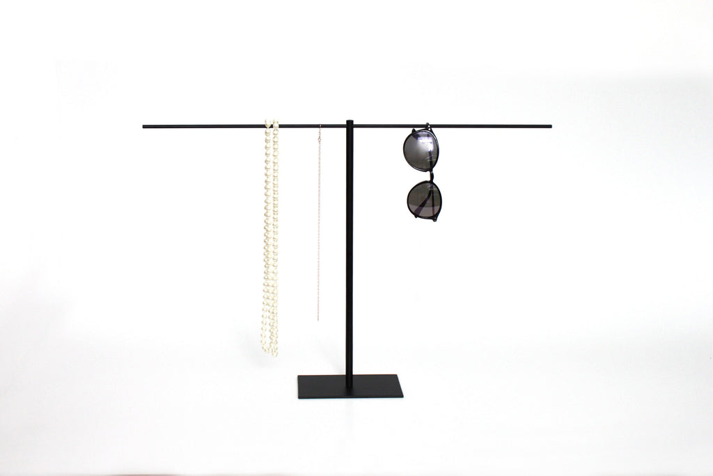 Black Steel Jewelry Stand: Necklace & Accessory Display