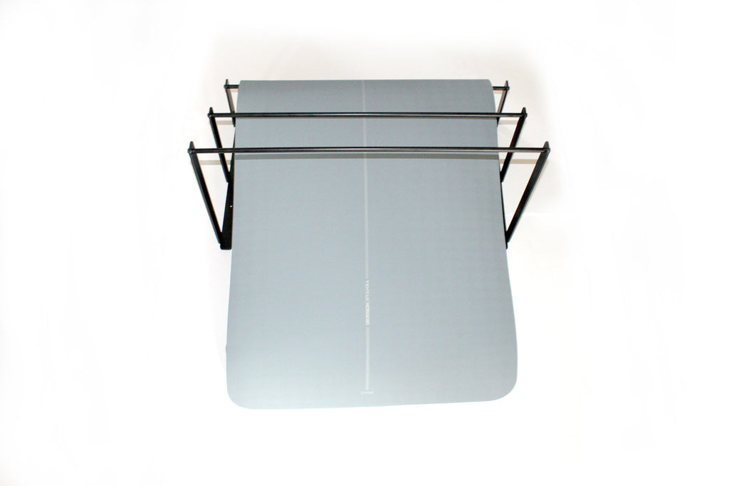 Wall Mounted Yoga Mat Rack: Black Steel Gym Organizer