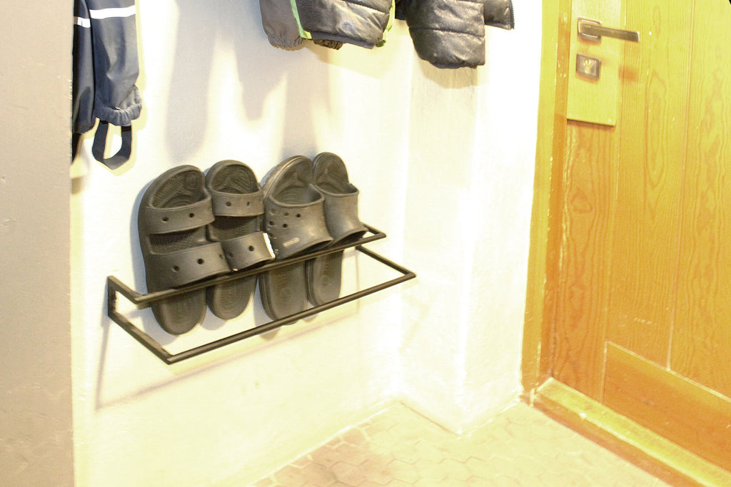 Wall Mounted Metal Shoe Rack: Industrial Entryway Organizer