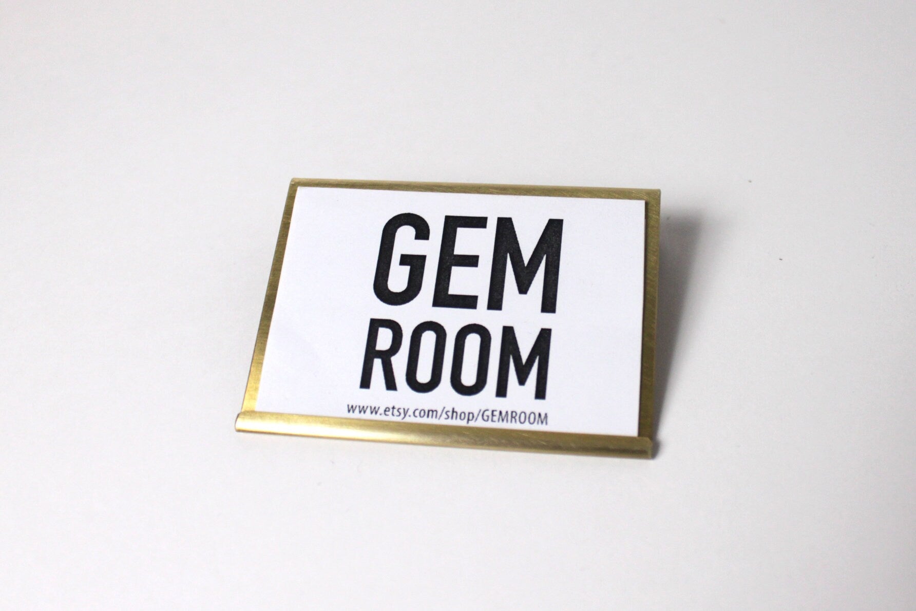 Modern Brass Price Tag Holder: Patina Finish Display