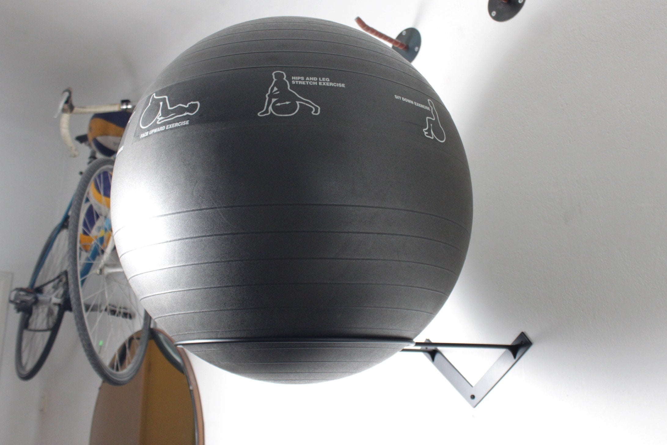 XL Yoga Ball Holder: Wall Mount Metal Rack (up to 85cm)