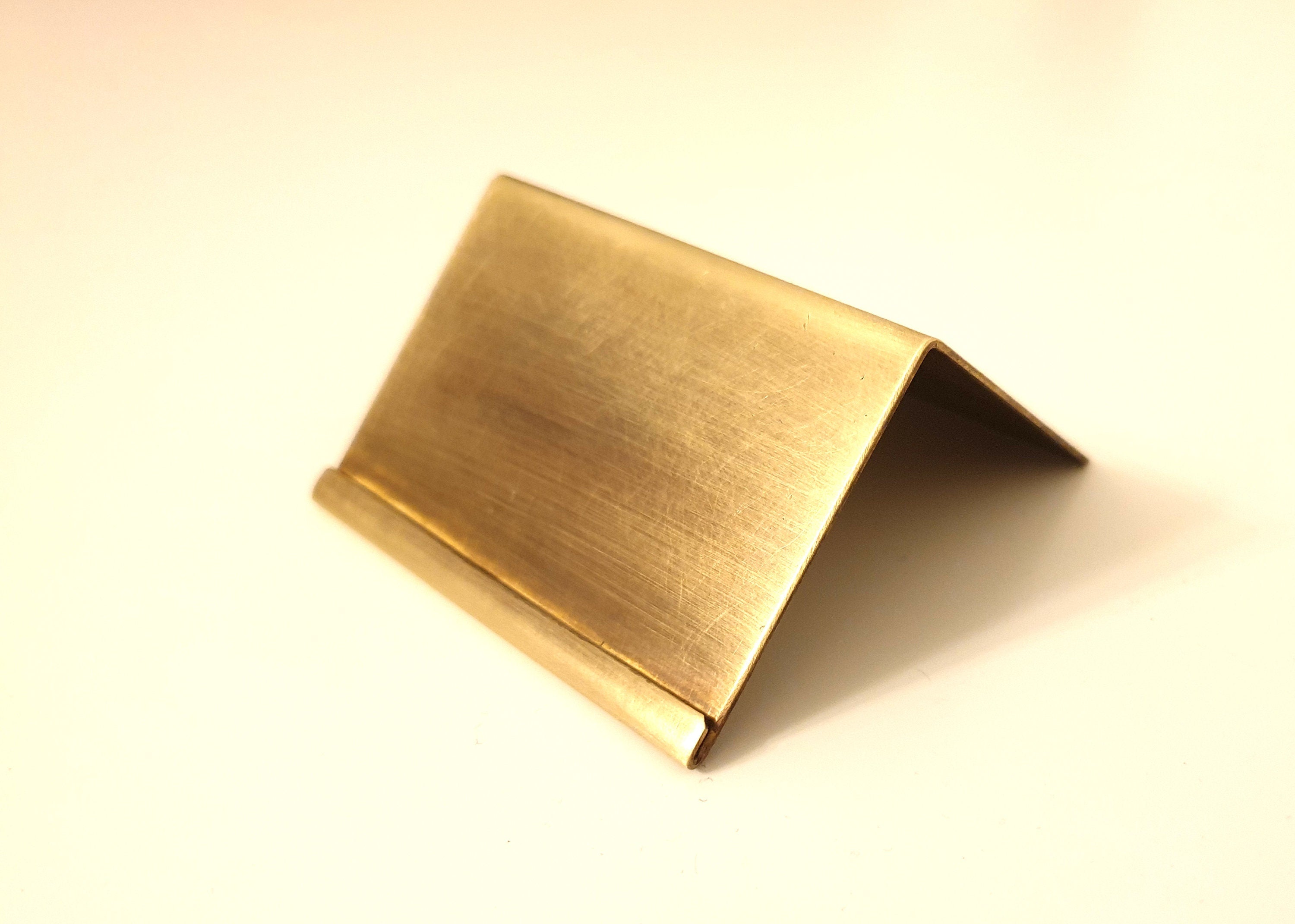 Modern Brass Price Tag Holder: Handmade Patina Finish