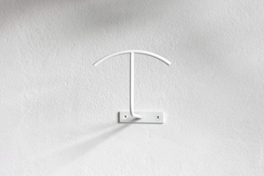 Wall Mount Helmet Rack: Metal Hat Holder - Black or White