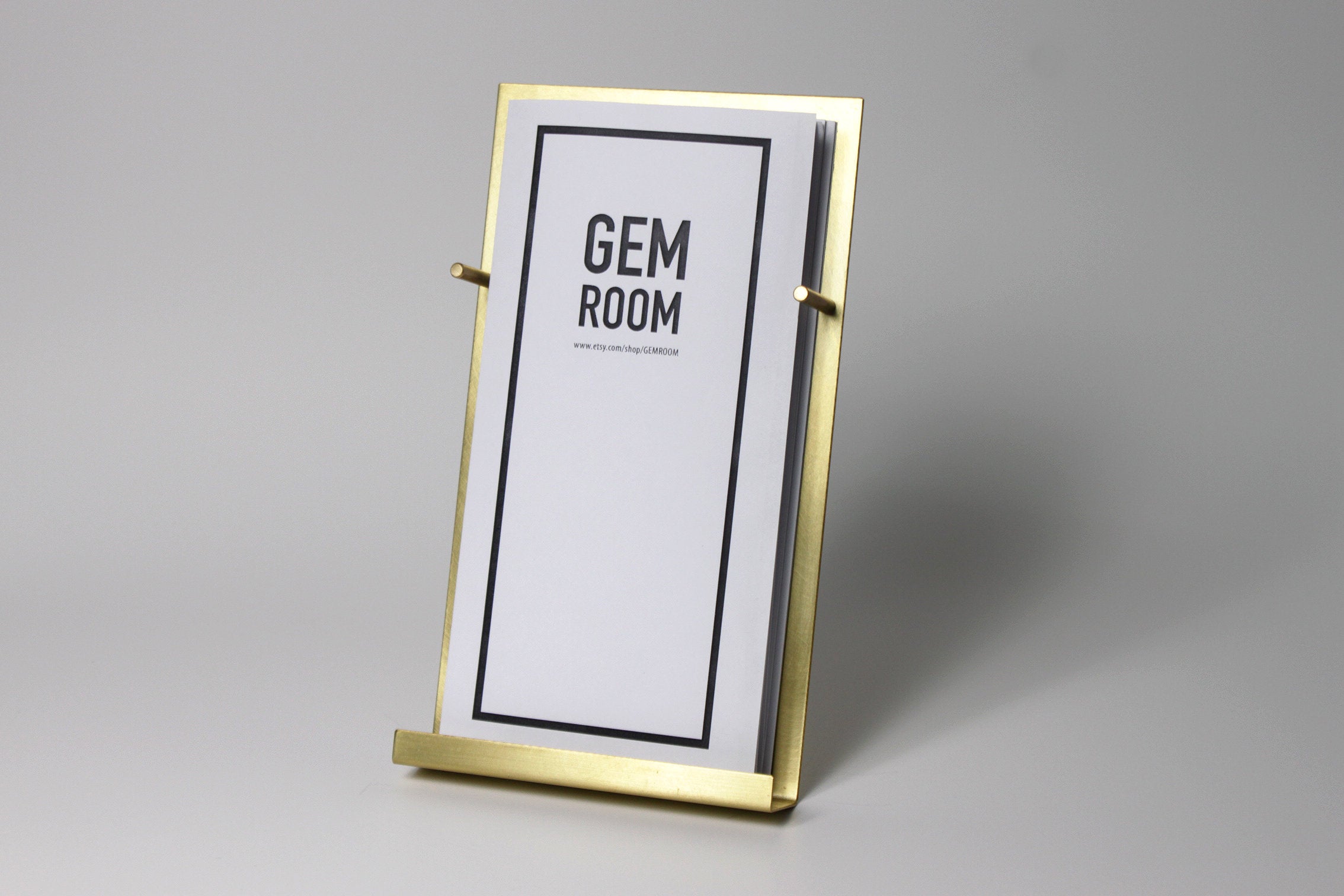 NEW Modern Brass Brochure Pamphlet Holder- Minimalist brass metal Information stand, Brochures postcard display