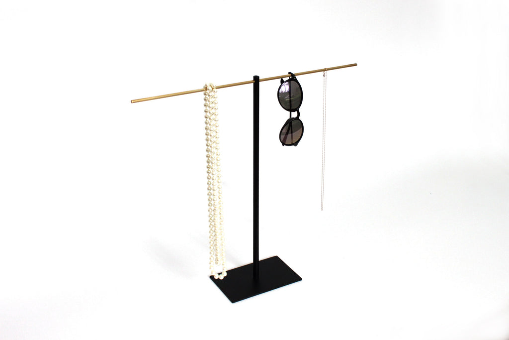 Large convertible Necklace Jewellery Stand with a brass, copper or stainless steel top bar
