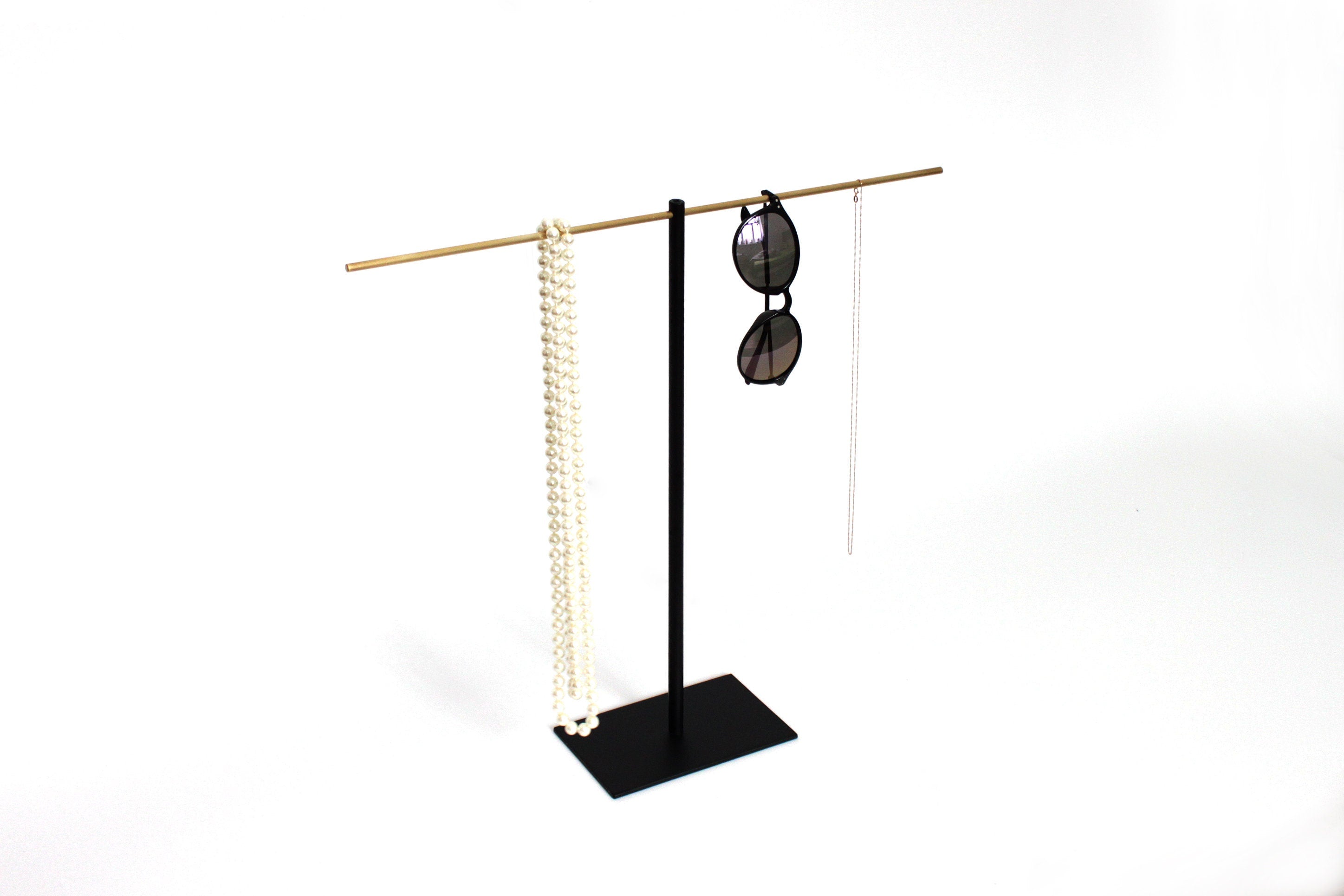 Large convertible Necklace Jewellery Stand with a brass, copper or stainless steel top bar