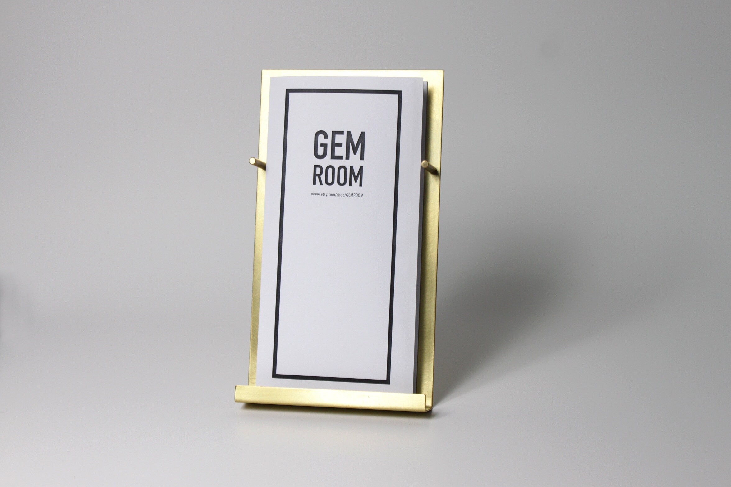 NEW Modern Brass Brochure Pamphlet Holder- Minimalist brass metal Information stand, Brochures postcard display