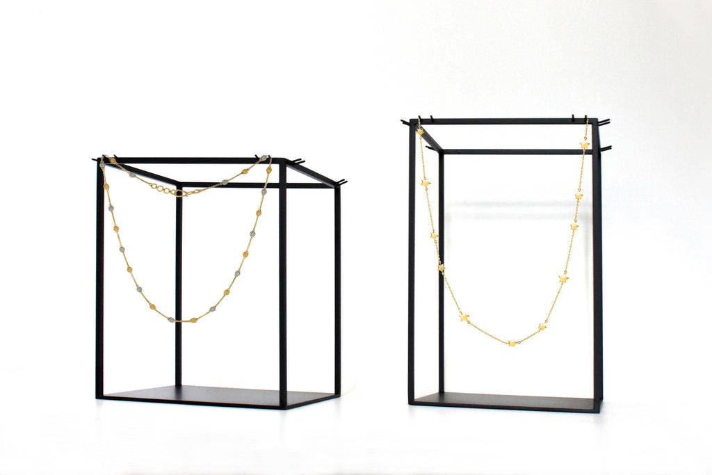 Metal Cube Jewelry Display: Necklace Stand