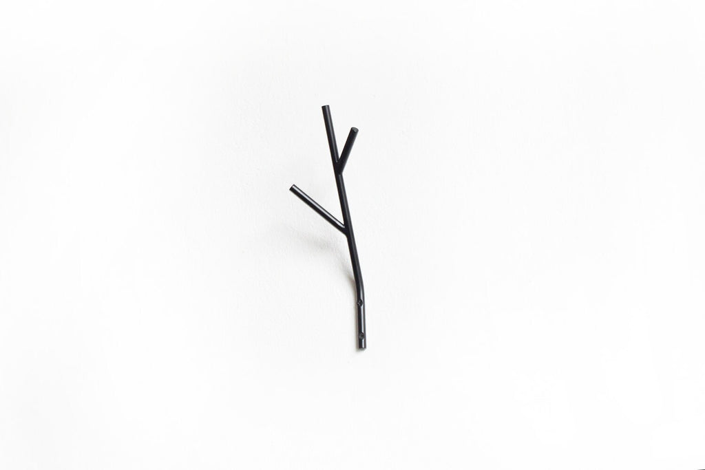Twig hooks hanger - metal steel welded powder coated twig - coat or accessories holder