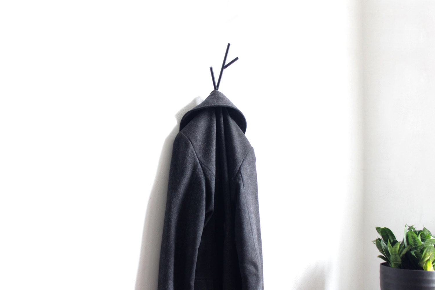 Twig hooks hanger - metal steel welded powder coated twig - coat or accessories holder