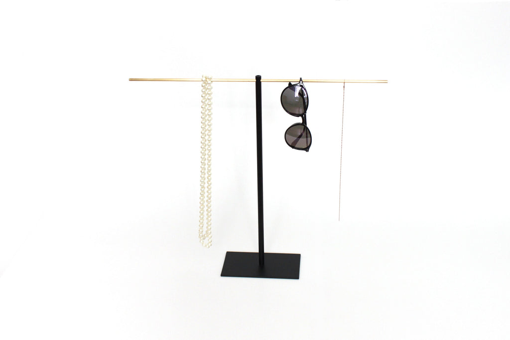 Large convertible Necklace Jewellery Stand with a brass, copper or stainless steel top bar
