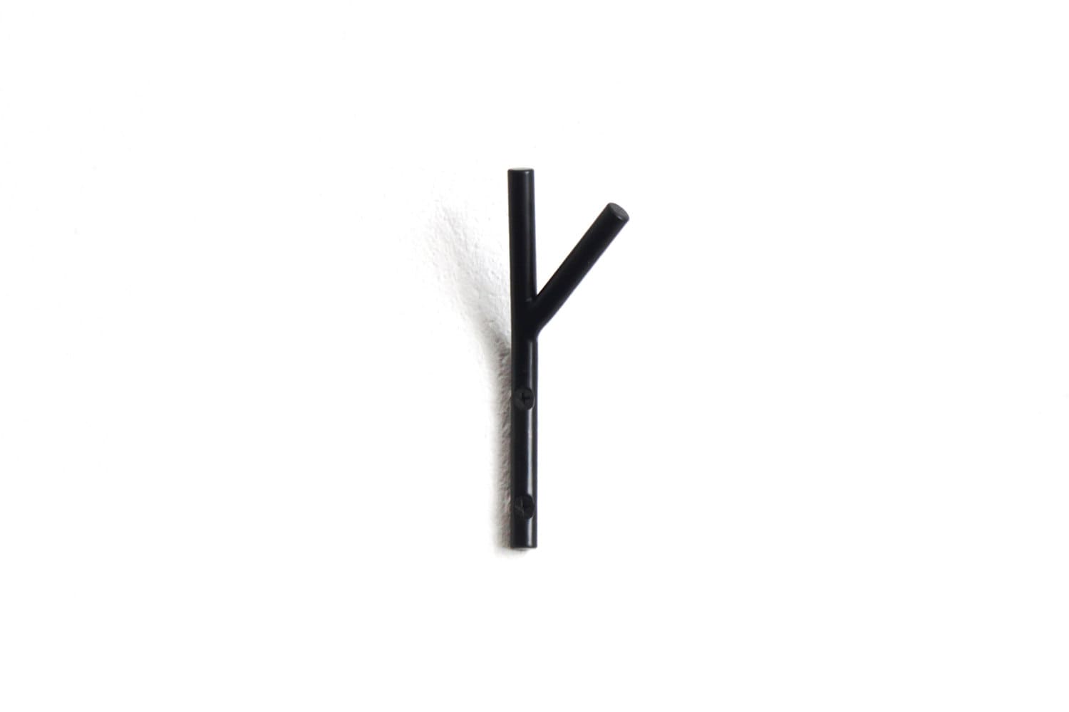 Small Metal Twig Hook: Steel Coat & Accessory Holder