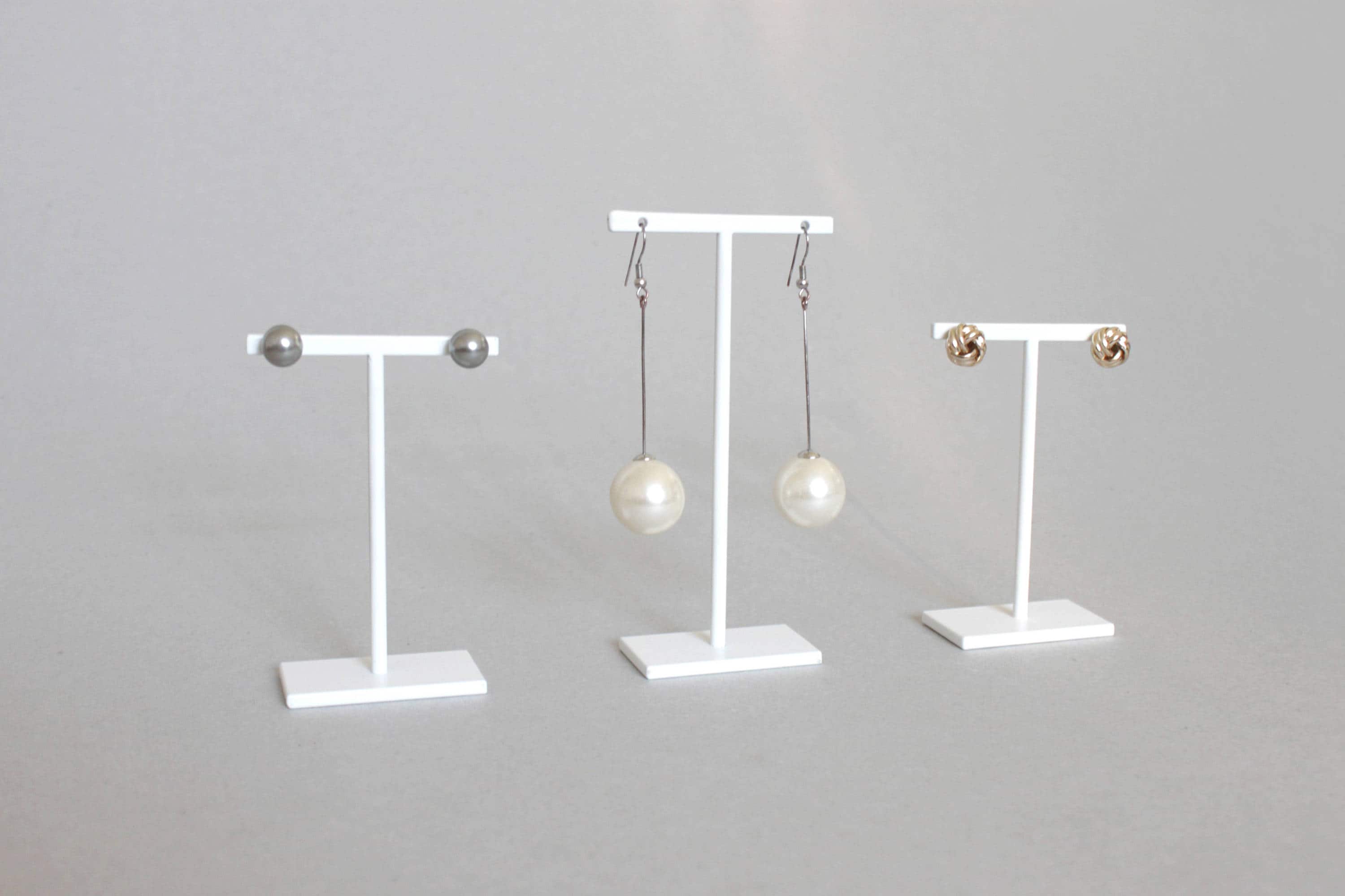 Set of Earring hanging displays - welded and colored white - jewellery accessories holder