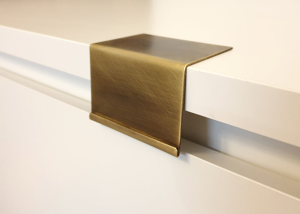 Modern Brass Price Tag Holder: Handmade Patina Finish