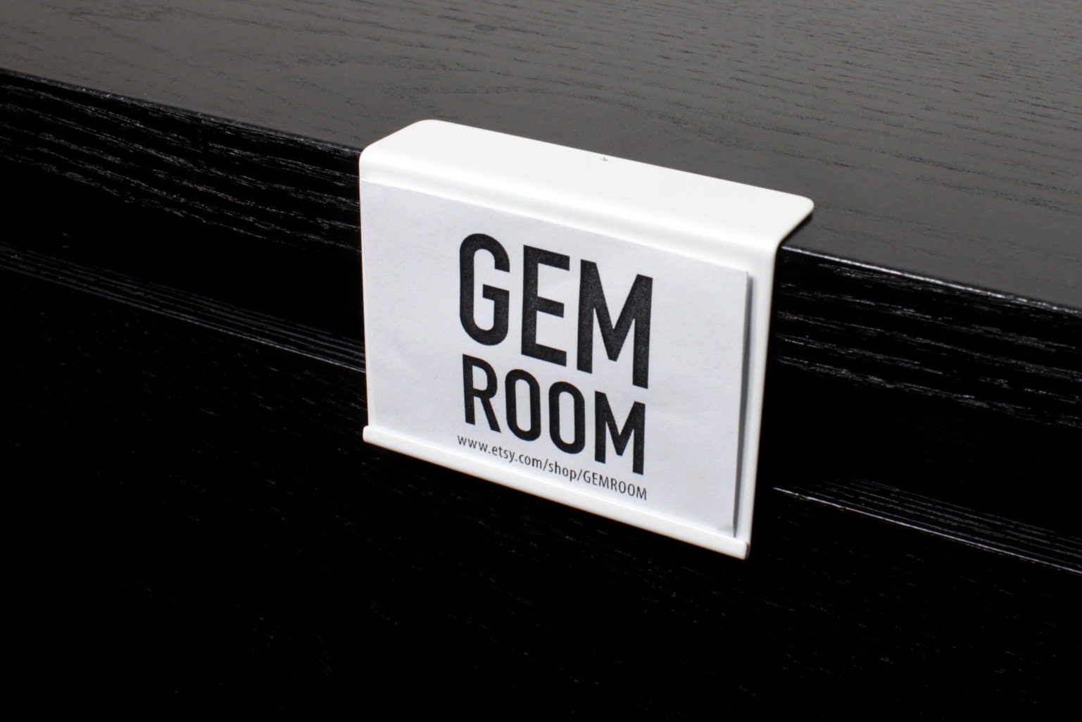 Modern Brass Price Tag Holder: Patina Finish Display