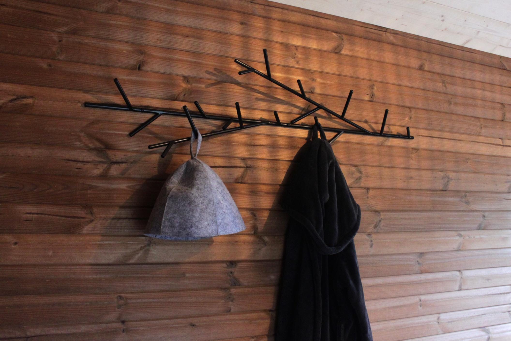 Large Metal Twig Wall Hook - Durable metal multiple clothes hanger  - horizontal or vertical