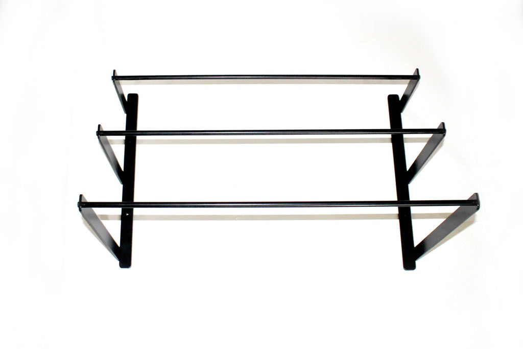 Wall Mounted Yoga Mat Rack: Black Steel Gym Organizer