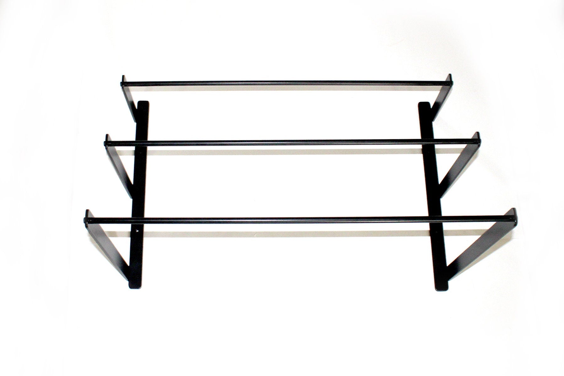 Wall Mounted Yoga Mat Rack: Black Steel Gym Organizer