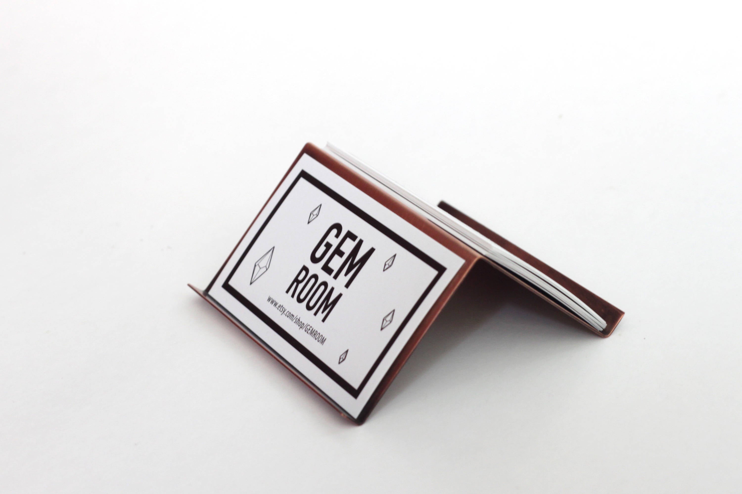 Oxidized Copper Desk Business Card Holder