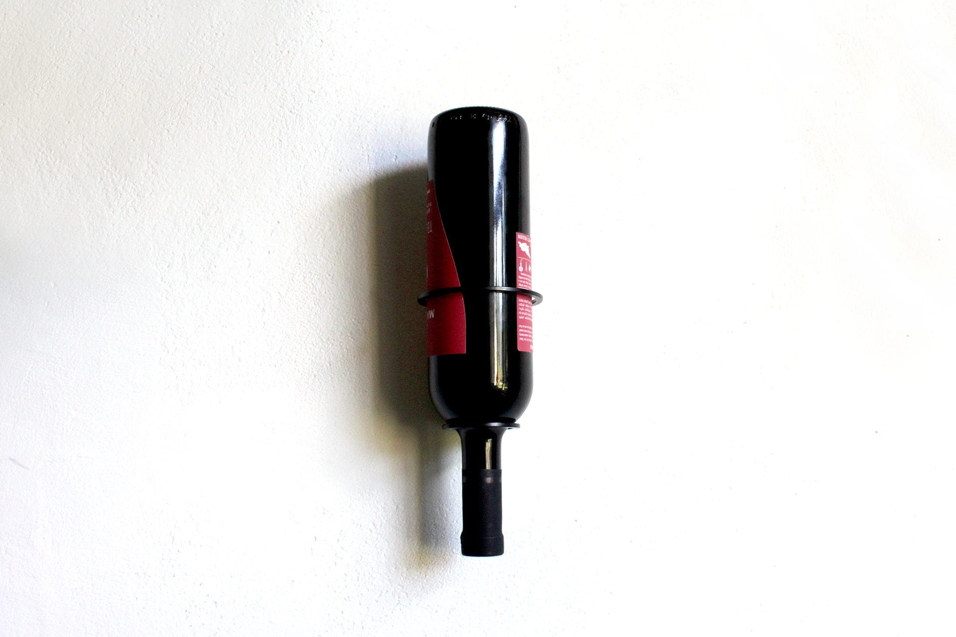 Upside Down Wine Bottle Holder: Powder Coated Steel Wall Mount