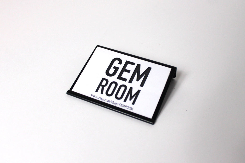 Modern Brass Price Tag Holder: Patina Finish Display