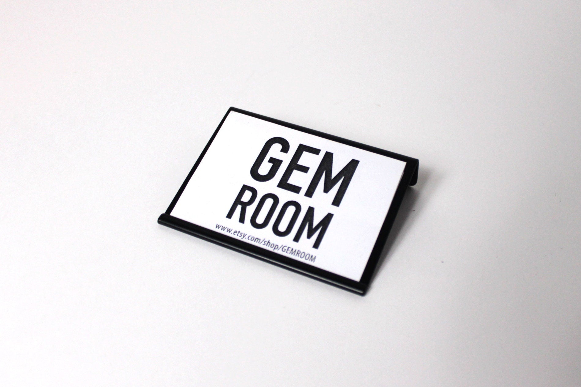 Modern Brass Price Tag Holder: Patina Finish Display